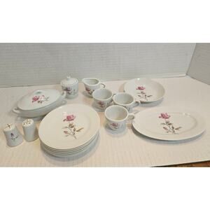 VTG Japan Child Porcelain 6 Plates Casserole Platter Creamer Sugar S&P 3 teacups